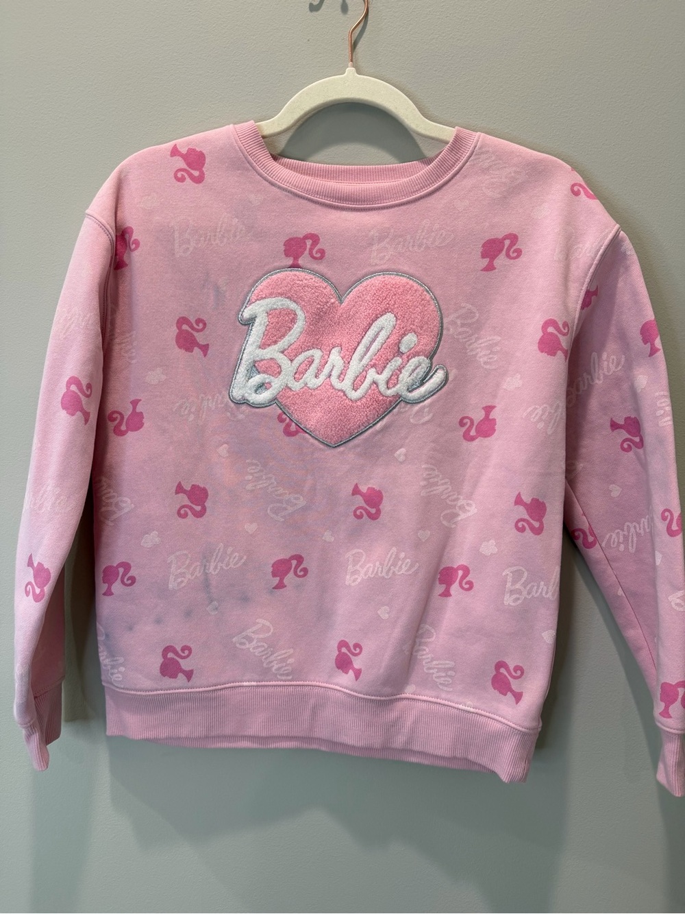 Barbie Pink Heart Logo Crewneck Sweatshirt